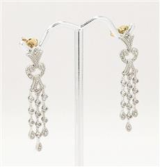 14K Solid White Gold 3.7g Diamond Chandelier Drop Dangle Ornate Dress Earrings